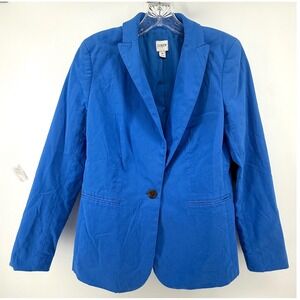 J.Crew Womens Blue Single Button Cotton Blend Blazer Jacket Size‎ 4 Career